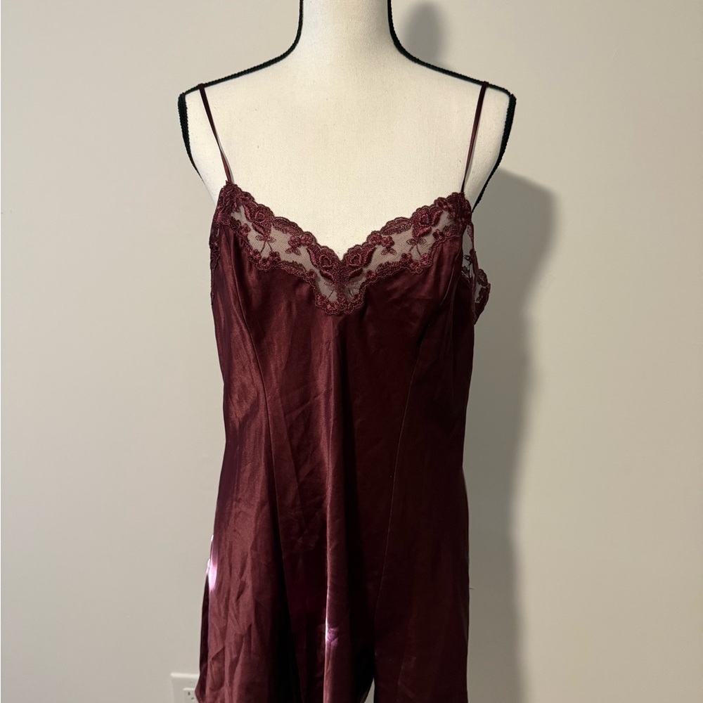 Burgundy Lace Trim Slip Dress Victoria secret
